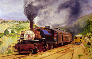 Painting, Acryllic: "Engine No. 2" by John G. Bluck
