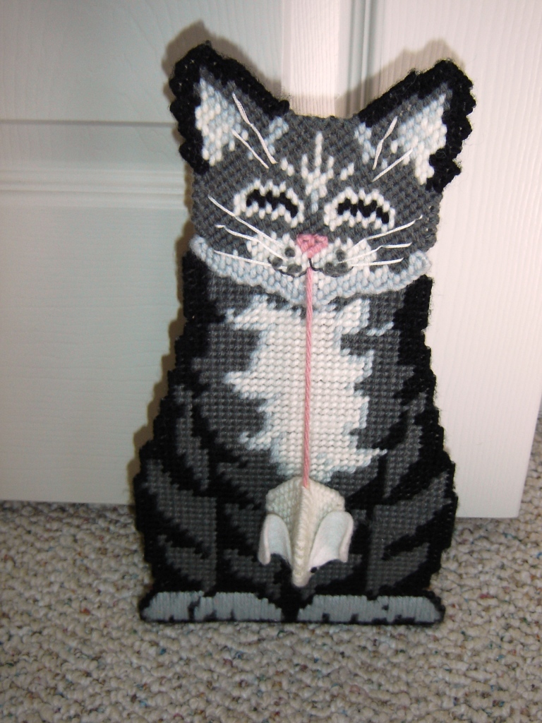 Needlepoint Doorstop: "Hello, Kitty!" by Annette Langer