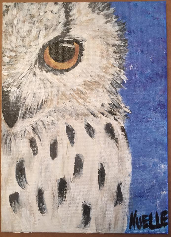 Painting, Acrylic on Canvas: "Snowy Owl" by Karen Nuelle